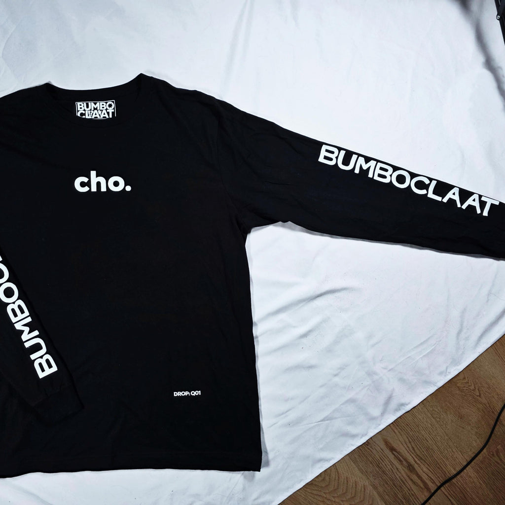 Bare Bumboclaat Tees: cho. with printed sleeves