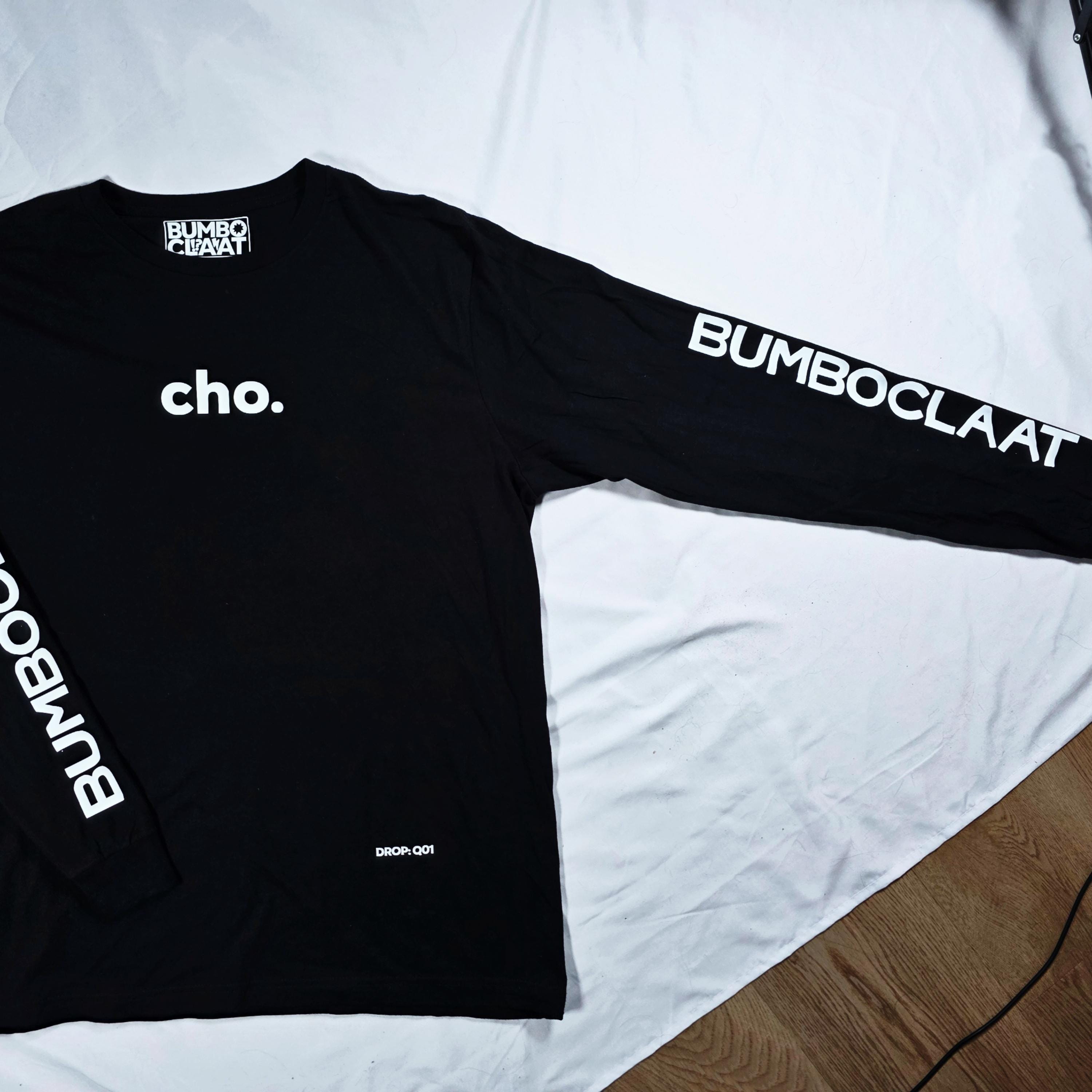 Bare Bumboclaat Tees: cho. with printed sleeves