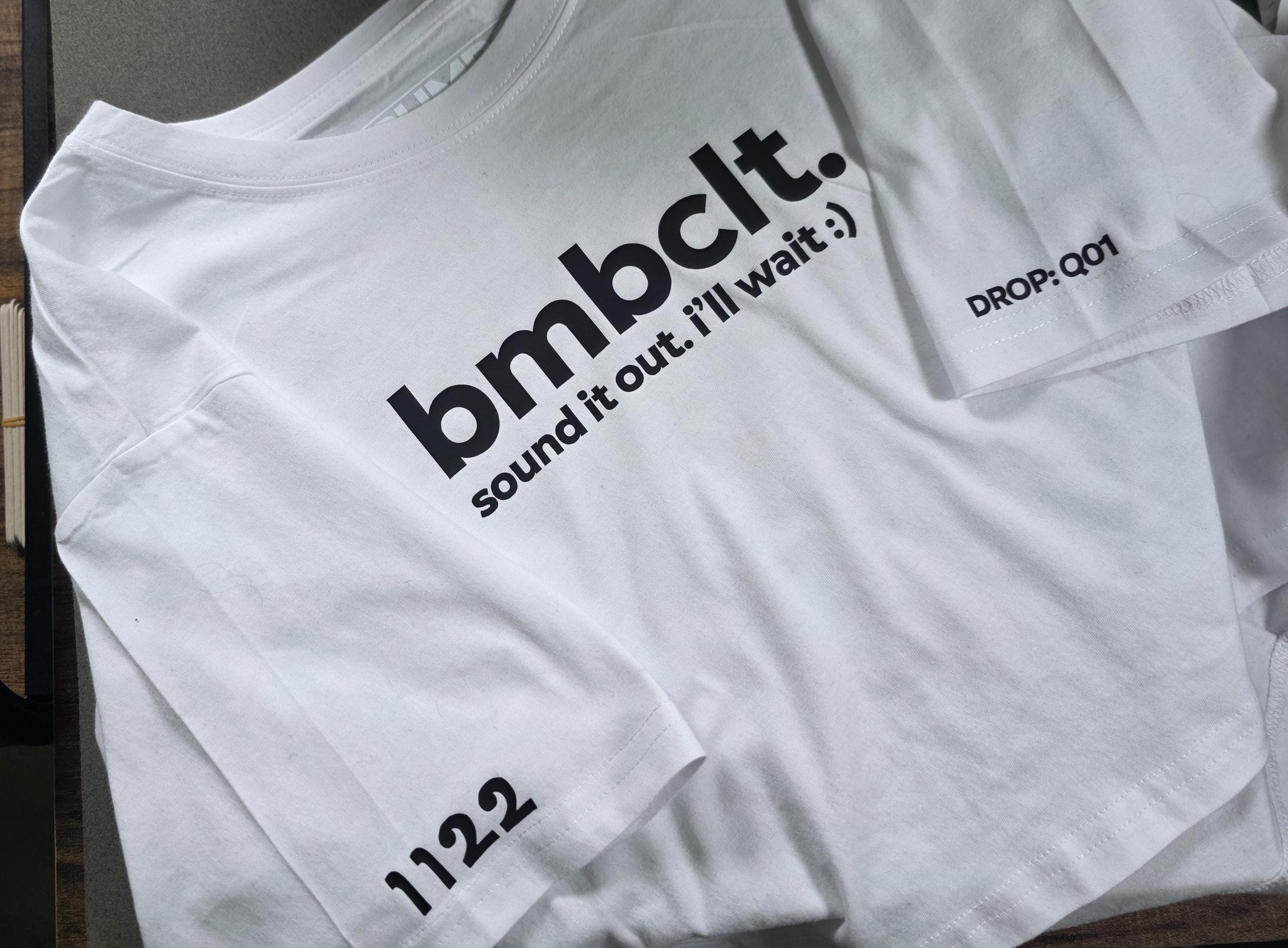 Nish Bare Bumboclaat Tees CROPS White Sound it Out and Blue icons + Cho and Warning Shot Hoodie Blue stacked