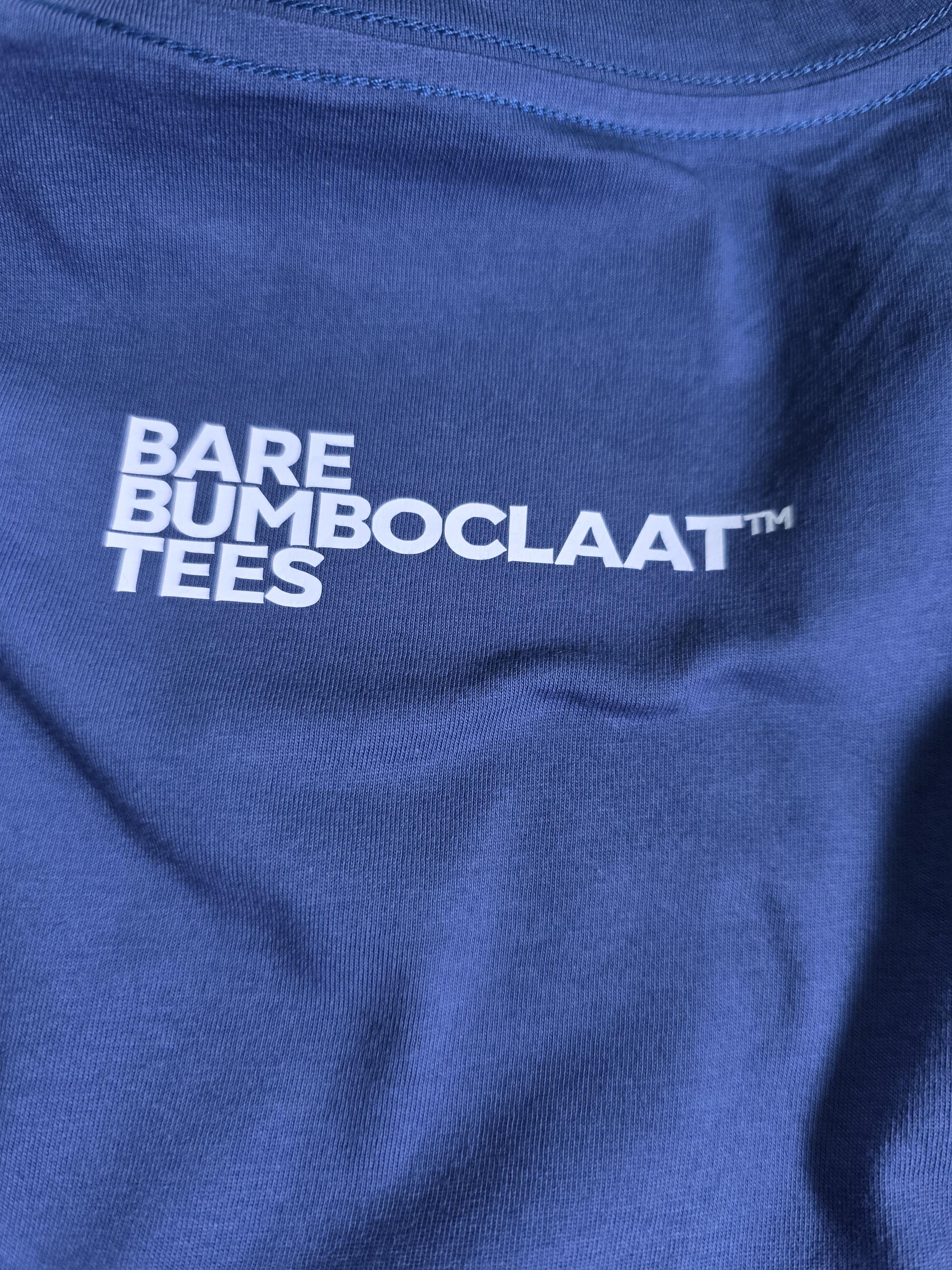 Nish Bare Bumboclaat Tees CROPS White Sound it Out and Blue icons + Cho and Warning Shot Hoodie Blue stacked