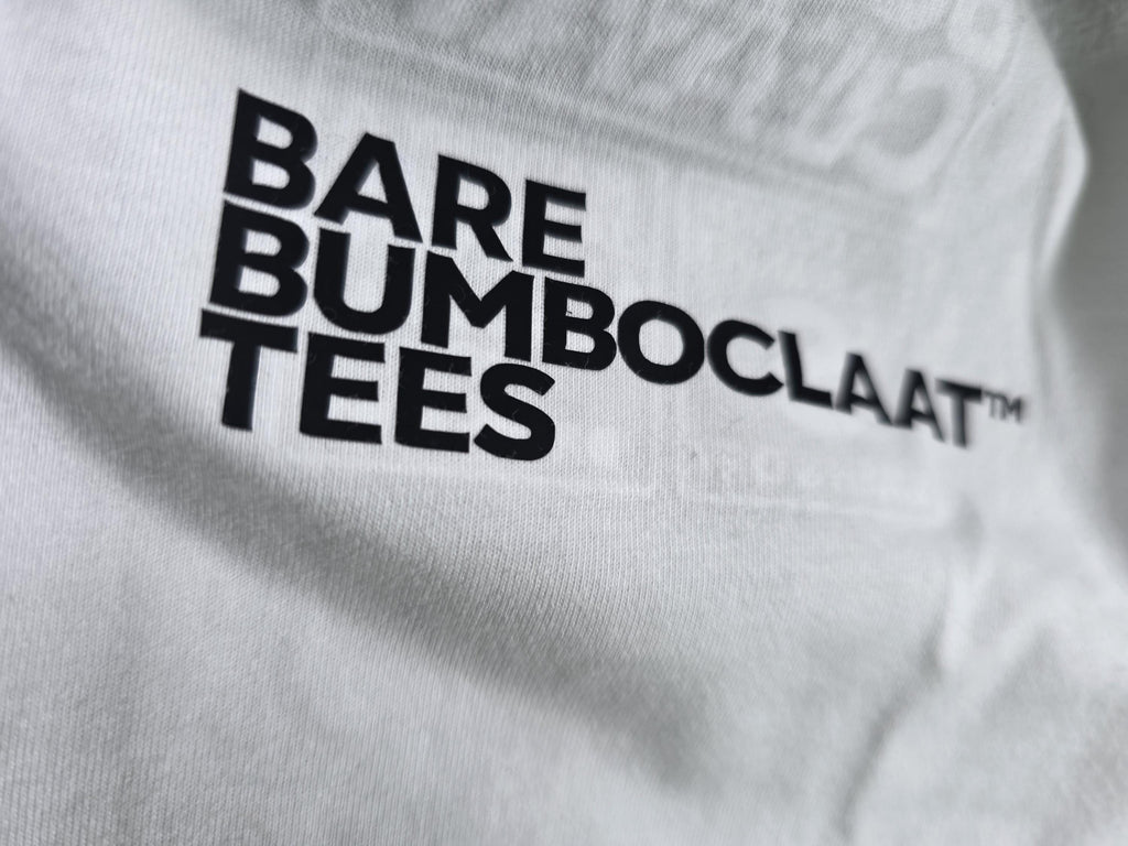 Nish Bare Bumboclaat Tees CROPS White Sound it Out and Blue icons + Cho and Warning Shot Hoodie Blue stacked